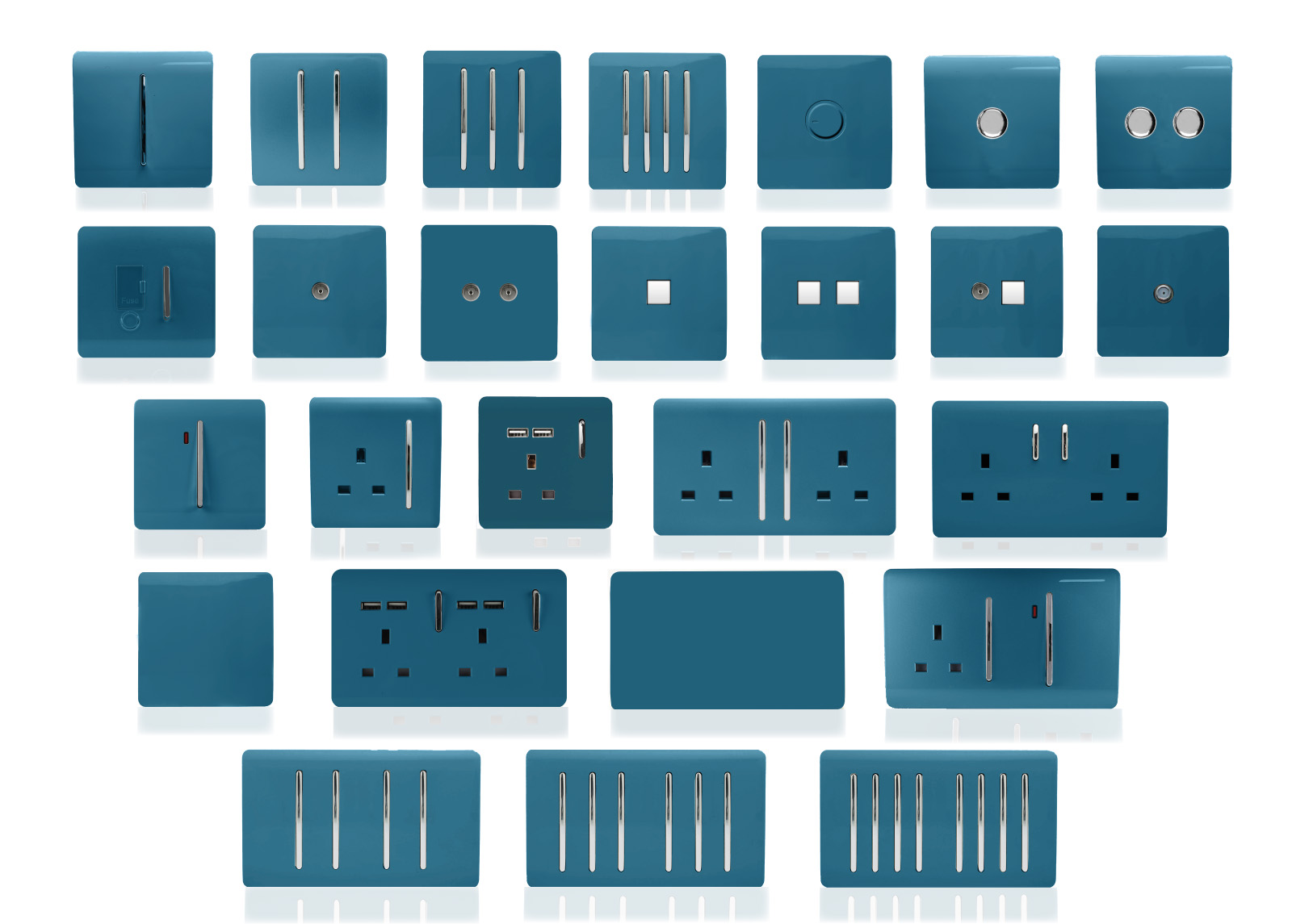 Ocean Blue Wiring Accessories Trendi Decorative Screwless